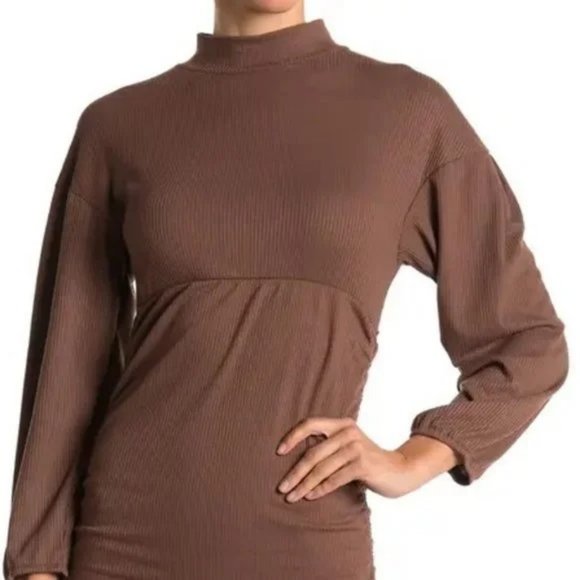 Velvet Torch Women's Chocolate Tie Side Midi Rib Knit Dress SZ XL - Picture 6 of 10